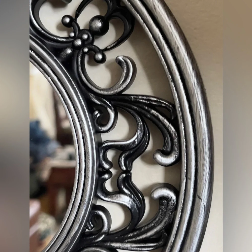 Set of 2 Vintage Silver Ornate Wall Mirrors 10